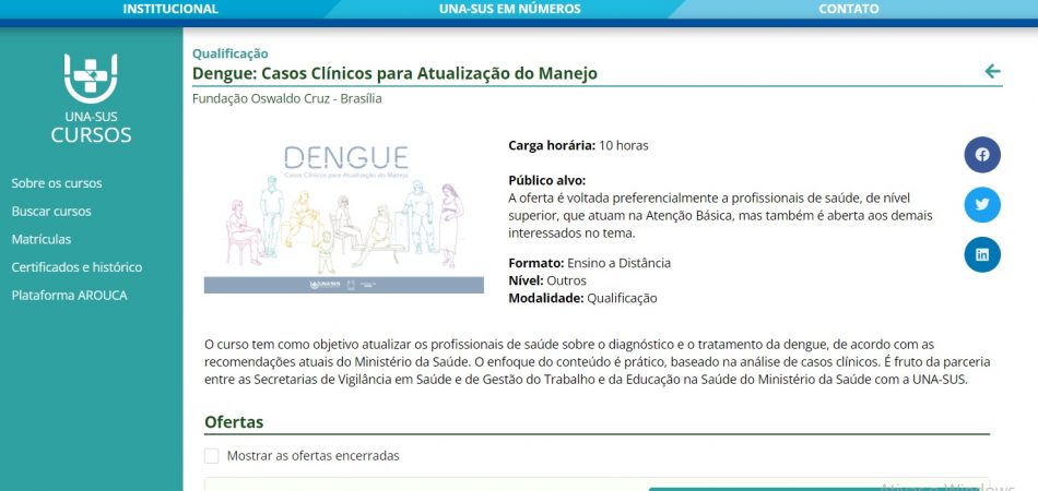 Curso UNA-SUS  Dengue: Casos Clínicos para Atualização do Manejo